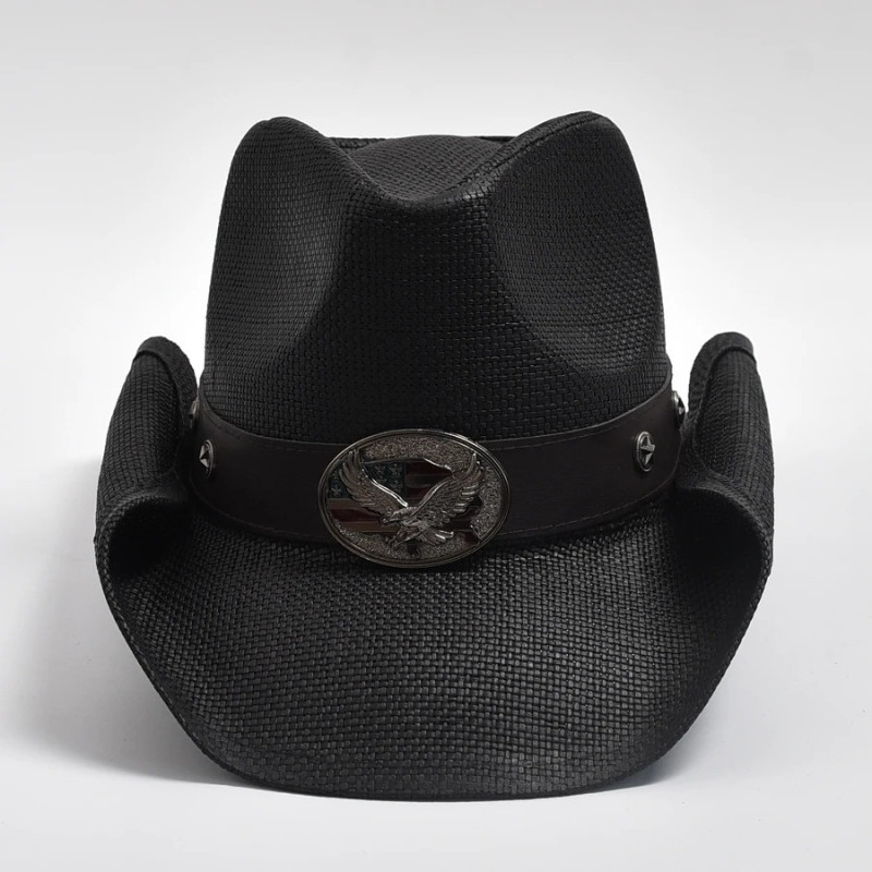 Magnifique Chapeau Cowboy Tête de Mort - Aigle Noir du Texas