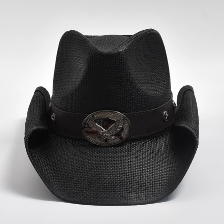 Magnifique Chapeau Cowboy Tête de Mort - Aigle Noir du Texas