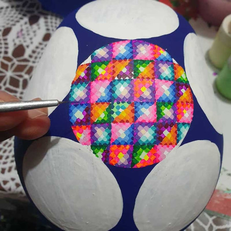 Détails vue dessus Crâne Décoratif Mexicain - Kaléidoscope Fleuris & Illusions Géométriques