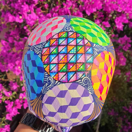 Vue dessous du Crâne Décoratif Mexicain - Kaléidoscope Fleuris & Illusions Géométriques