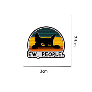 Dimensions Broche Goth Chat Vintage – "Ew, People." – Émail Noir & Arc-en-Ciel Rétro