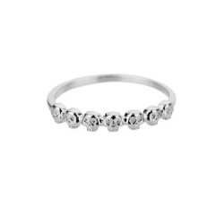 Petite bague rangée de tête de mort - couleur argent