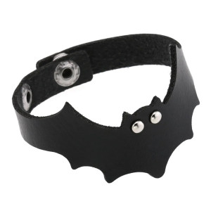 Bracelet Gothique Chauve-Souris avec Fermeture Pression Couleur Noir