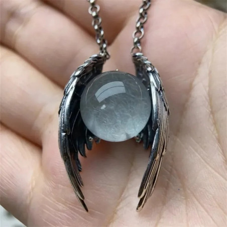 Pendentif Ailes d'Ange Déchu "Orbe des Âmes"