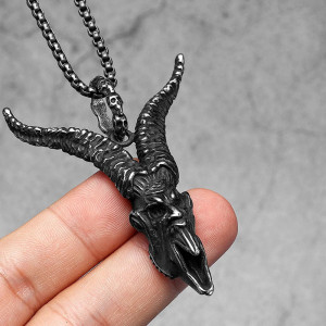 Vue générale Pendentif Démon Baphomet "Hurlement de l'Abysse" Acier 316L