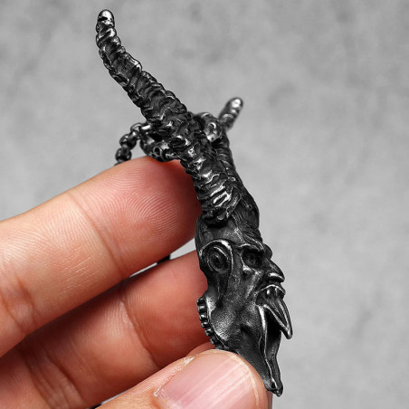 Vue de côté Pendentif Démon Baphomet "Hurlement de l'Abysse" Acier 316L