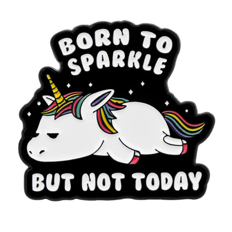 Vue générale Broche Licorne Arc-en-Ciel Dark Goth "Born to Sparkle… But Not Today"