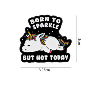 Dimensions Broche Licorne Arc-en-Ciel Dark Goth "Born to Sparkle… But Not Today"