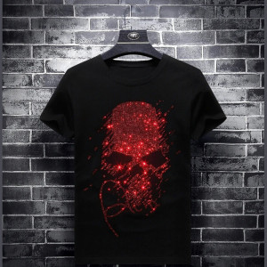 T-shirt Tête de Mort Skull - Red Sparkle