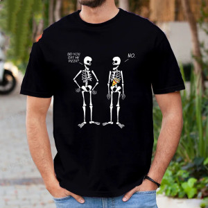 T-shirt Tête de Mort Humour "Squelette Voleur de Pizza"
