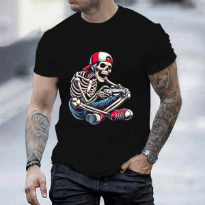 T-shirt Tête de Mort Gamer "Squelette du Game"