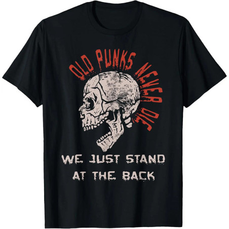 T-shirt Tête de Mort Punk – "Old Punks Never Die"