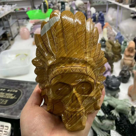 Crâne de guérison chef sioux en pierre naturelle sculpté à la main !