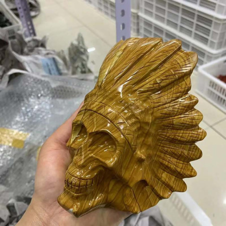 Crâne de guérison chef sioux en pierre naturelle sculpté à la main !