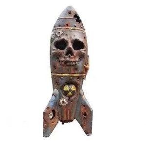 Décoration Métal Industriel - Fusée Post-Apocalyptique Tête de Mort 20 cm modele 1