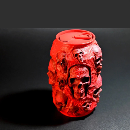 Avant Décoration Gothique en Résine – Jarre du Diable Sculptée de Crânes Rouges