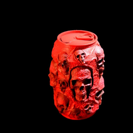 Décoration Gothique en Résine – Jarre du Diable Sculptée de Crânes Rouges