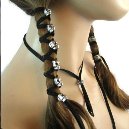 Vue Portée Perles Crâne pour Tresses – Kit Accessoire Cheveux Modele 1