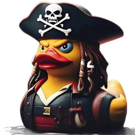 Vue générale Canard de Bain Tête de Mort & Pirates "Capitaine Bec Noir"