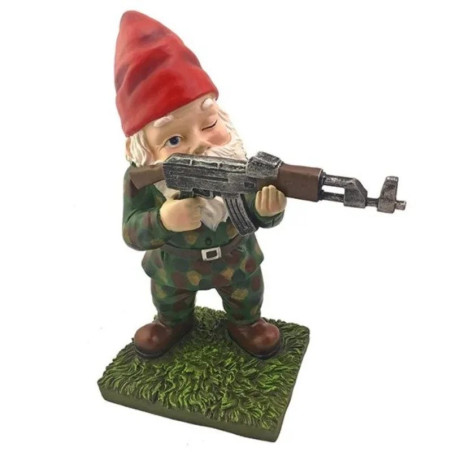 Vue générale Nain de Jardin Militaire "Gnome Kalash Camouflage"