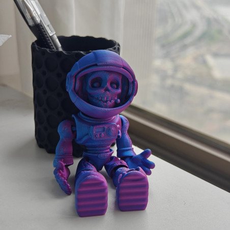 Magnifique Figurine Tête de Mort Astronaute 3D Chromatique