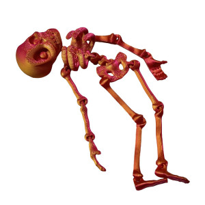 Figurine Squelette Articulé 3D Tête de Mort Couleur Rouge