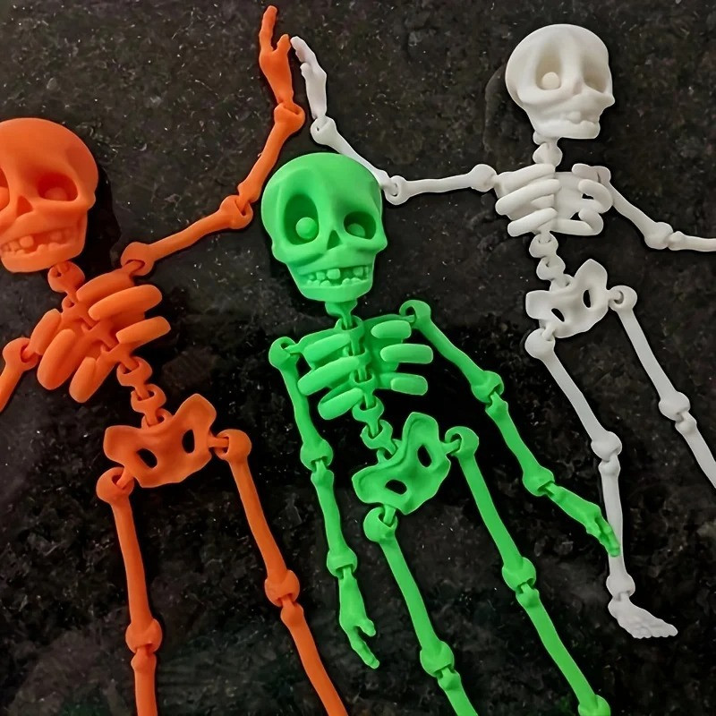 Figurine Squelette Articulé 3D Tête de Mort - 3 couleurs au choix !