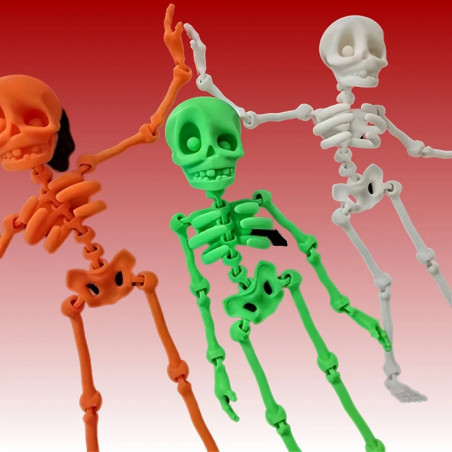 Figurine Squelette Articulé 3D Tête de Mort - 3 couleurs au choix !