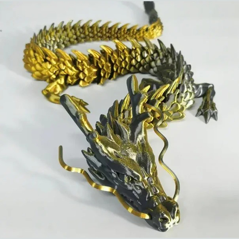 Figurine Dragon Ryū Squelettique Articulé - Édition Spéciale Articulée 90 cm Couleur or