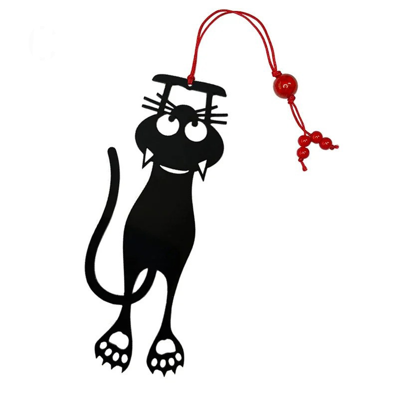 Marque-page Chat Noir "Malice" - Édition Talisman Couleur Rouge