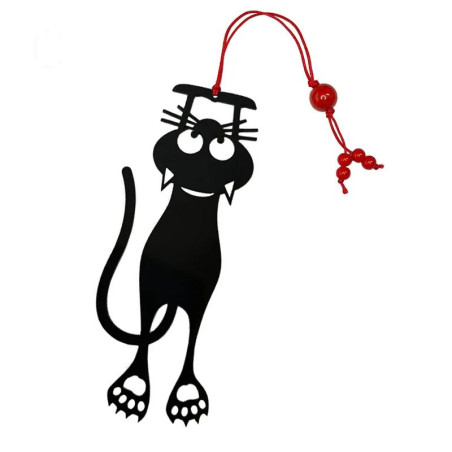 Marque-page Chat Noir "Malice" - Édition Talisman Couleur Rouge