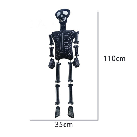 Dimensions Peluche Squelette Géante Articulée 110cm | Philémon, Déco Gothique Grandeur Nature Couleur Noir