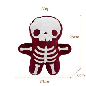 Dimensions Peluche Squelette Rouge Tricotée "Cinabre" Poupée Gothique Macabre (25cm)
