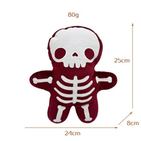 Dimensions Peluche Squelette Rouge Tricotée "Cinabre" Poupée Gothique Macabre (25cm)