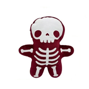 Peluche Squelette Rouge Tricotée "Cinabre" Poupée Gothique Macabre (25cm)