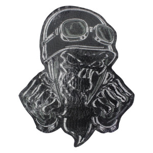 Avant Patch Brodé Tête de Mort Biker "Poings de l'Enfer" 31.2 cm x 25.5 cm