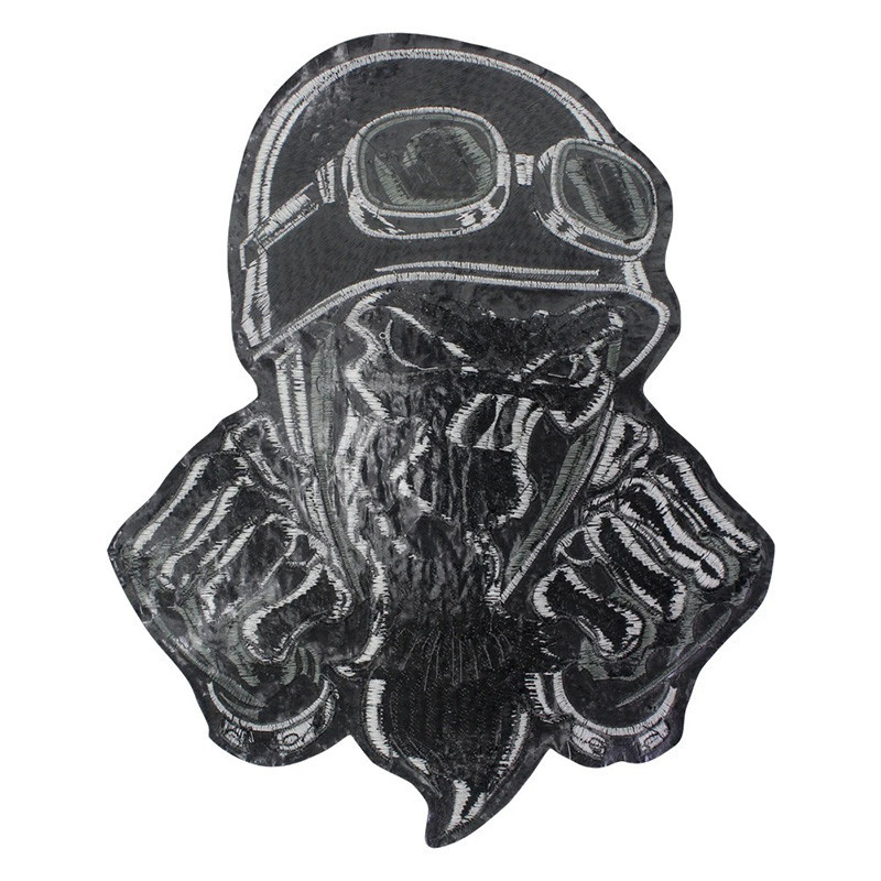Avant Patch Brodé Tête de Mort Biker "Poings de l'Enfer" 31.2 cm x 25.5 cm