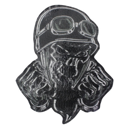 Avant Patch Brodé Tête de Mort Biker "Poings de l'Enfer" 31.2 cm x 25.5 cm