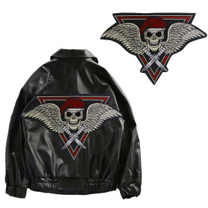Patch Brodé Tête de Mort Militaire "Ailes du Commando" - 33 cm x 22 cm