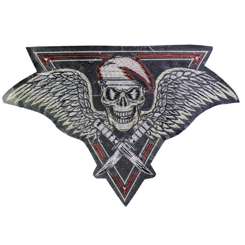 Avant Patch Brodé Tête de Mort Militaire "Ailes du Commando" - 33 cm x 22 cm