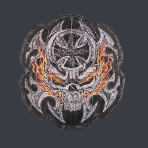Patch Brodé Tête de Mort Tribal "Crâne Infernal" - 17.8 cm x 19 cm