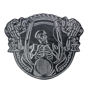 Avant Patch Brodé Tête de Mort "Pilote du Chaos" - 32 cm x 26.5 cm