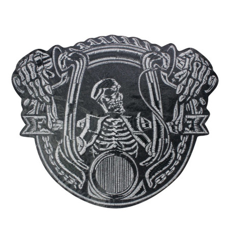 Avant Patch Brodé Tête de Mort "Pilote du Chaos" - 32 cm x 26.5 cm