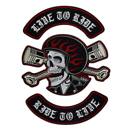 Patch Brodé Tête de Mort Biker "Live to Ride"