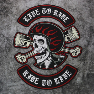 Patch Brodé Tête de Mort Biker "Live to Ride" - Grande Taille !