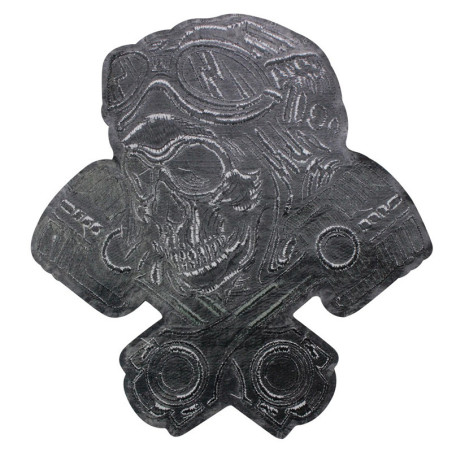 Vue Arrière Patch Brodé Tête de Mort Biker "Motor Skull" - 26 cm x 28 cm