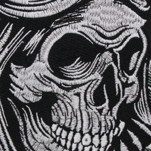 Vue détaillée Patch Brodé Tête de Mort Biker "Motor Skull" - 26 cm x 28 cm