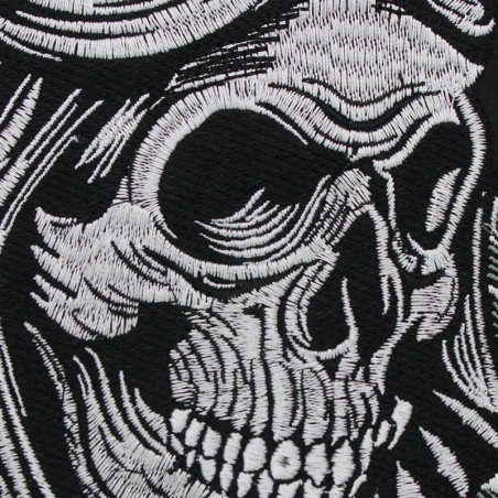 Vue détaillée Patch Brodé Tête de Mort Biker "Motor Skull" - 26 cm x 28 cm