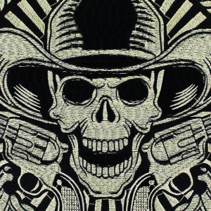 Vue détaillée Patch Brodé Tête de Mort Western "Cowboy de l’Au-Delà" - 32.5 cm x 32.4 cm