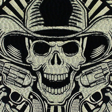 Vue détaillée Patch Brodé Tête de Mort Western "Cowboy de l’Au-Delà" - 32.5 cm x 32.4 cm